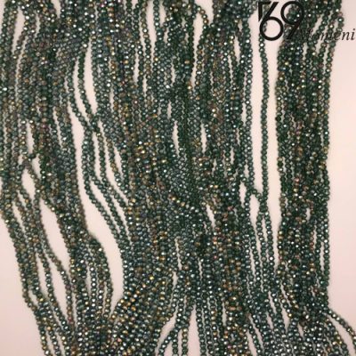 مهره کریستال سایز ۶ رنگ سبز هفت رنگ