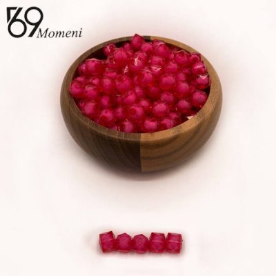 مهره مکعبی سایز ۱۰ رنگ سرخابی شفاف