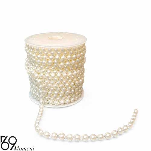 مروارید لپه ای سایز 6رنگ شیری 25 یارد